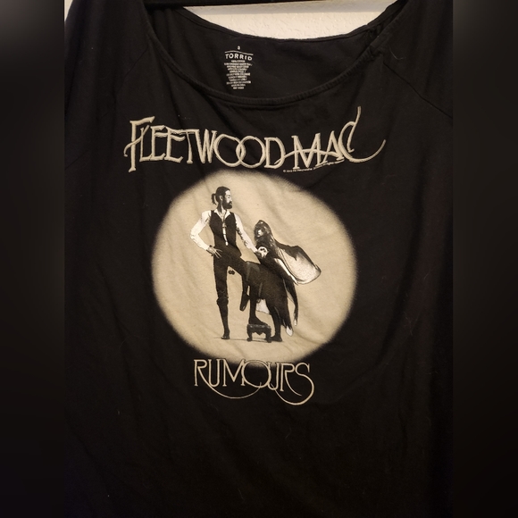 Torrid Fleetwood Mac Rumours Black Off Shoulder Tee Size 3 - Picture 7 of 8